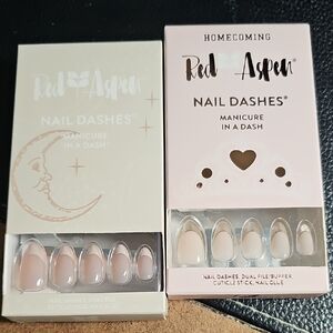 Red Aspen Nail Dashes - Nude and Pink Press-On Nails